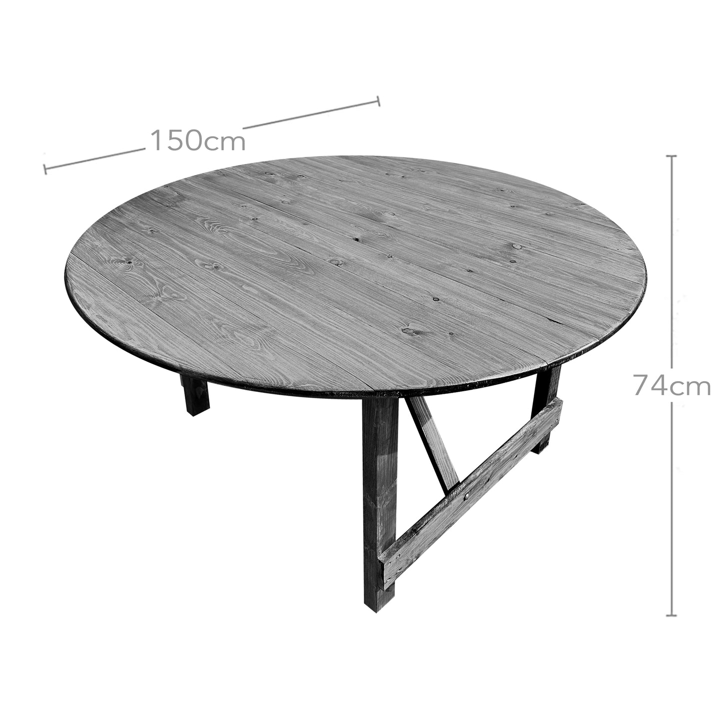 1. Indoor Round Folding Rustic-style Trestle Table