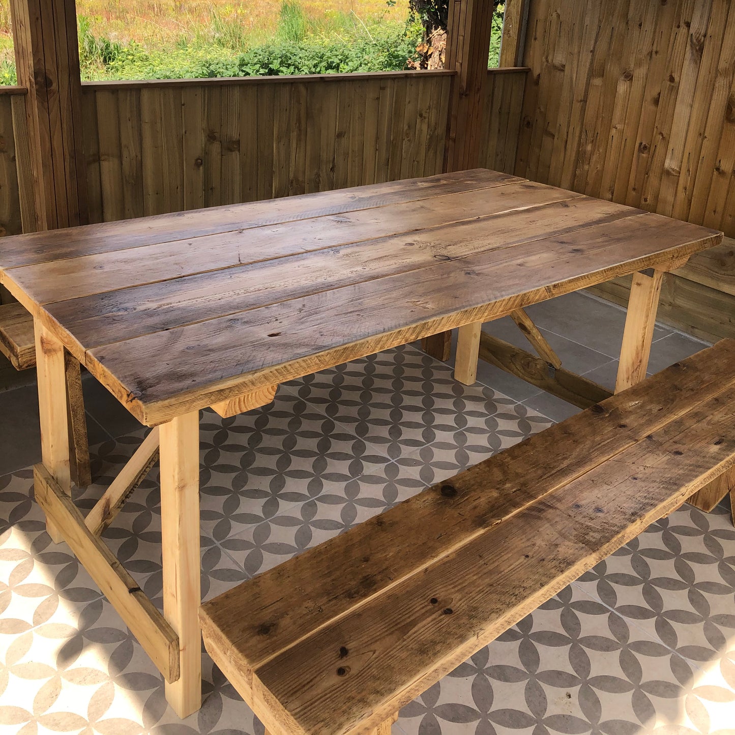 2. Outdoor Folding Reclaimed Scaffold Board Trestle Table