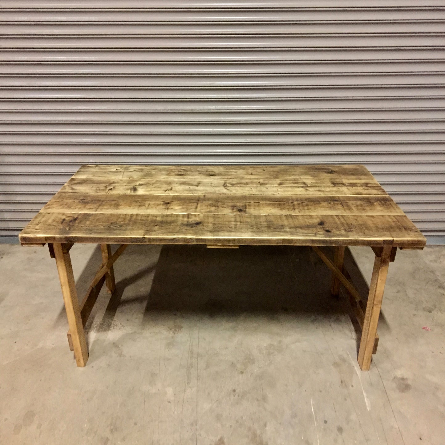 1. Indoor Folding Reclaimed Scaffold Board Trestle Table