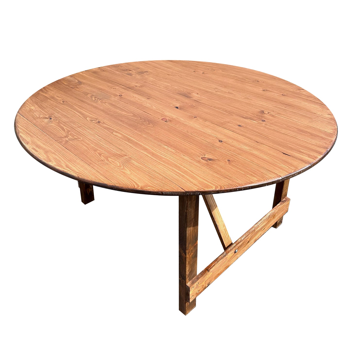 2. Outdoor Round Folding Rustic-style Trestle Table