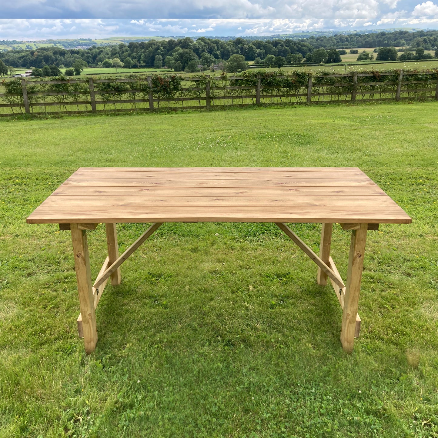 2. Outdoor Folding Rustic-style Trestle Table
